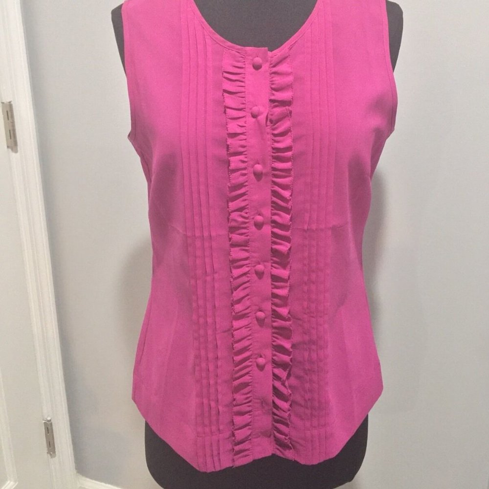 BR PINK  blouse Ruffled Light Button Up Small